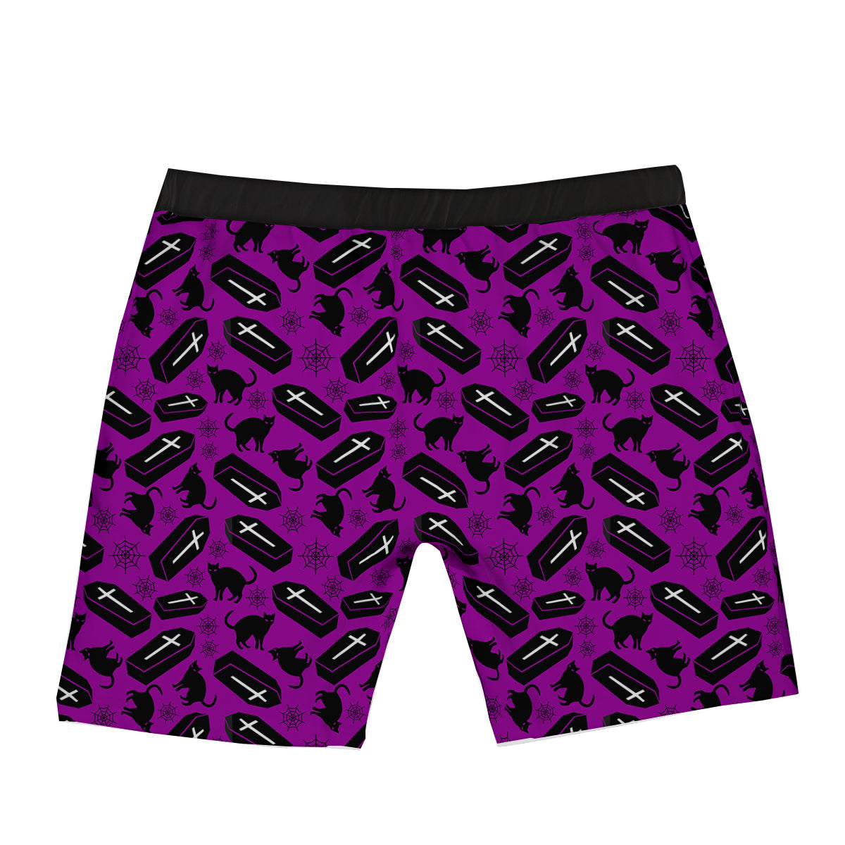 Coffin And Cat Purple Print Pattern Boxer Briefs-grizzshop