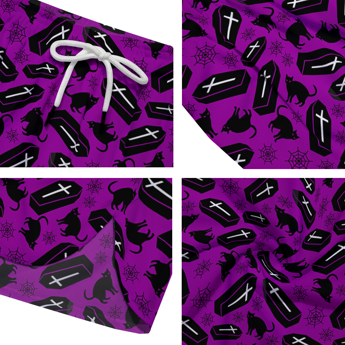 Coffin And Cat Purple Print Pattern Men's Running Shorts-grizzshop