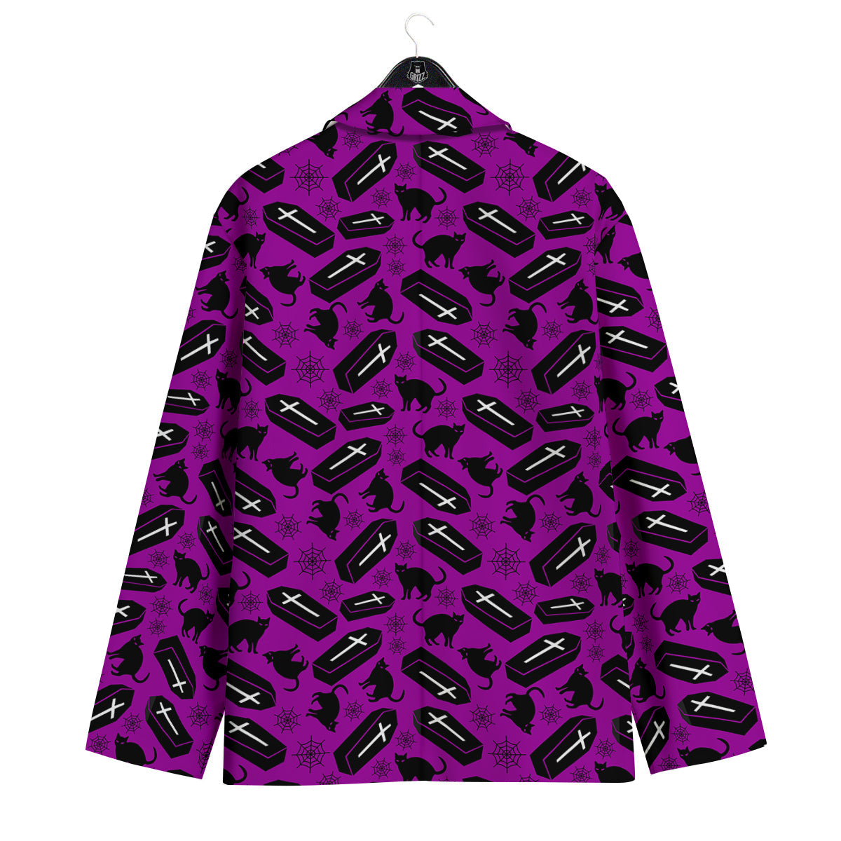 Coffin And Cat Purple Print Pattern Men's Sport Coat-grizzshop