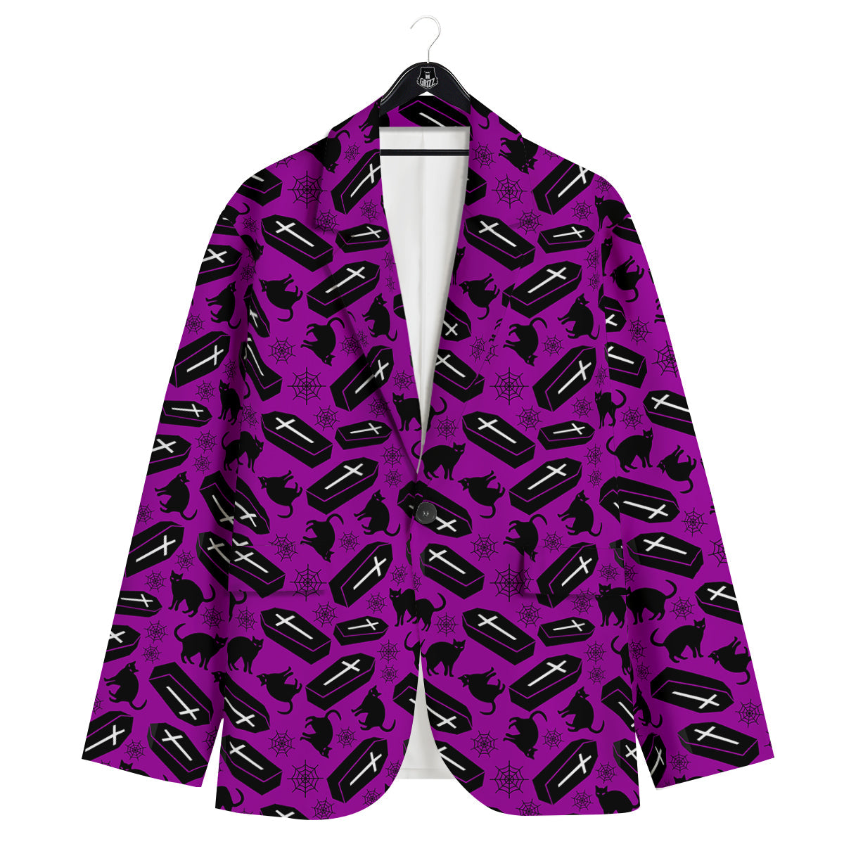 Coffin And Cat Purple Print Pattern Men's Sport Coat-grizzshop