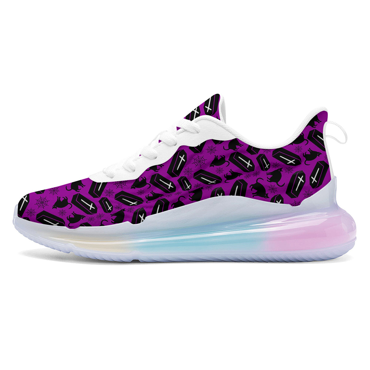 Coffin And Cat Purple Print Pattern Running Sneakers-grizzshop
