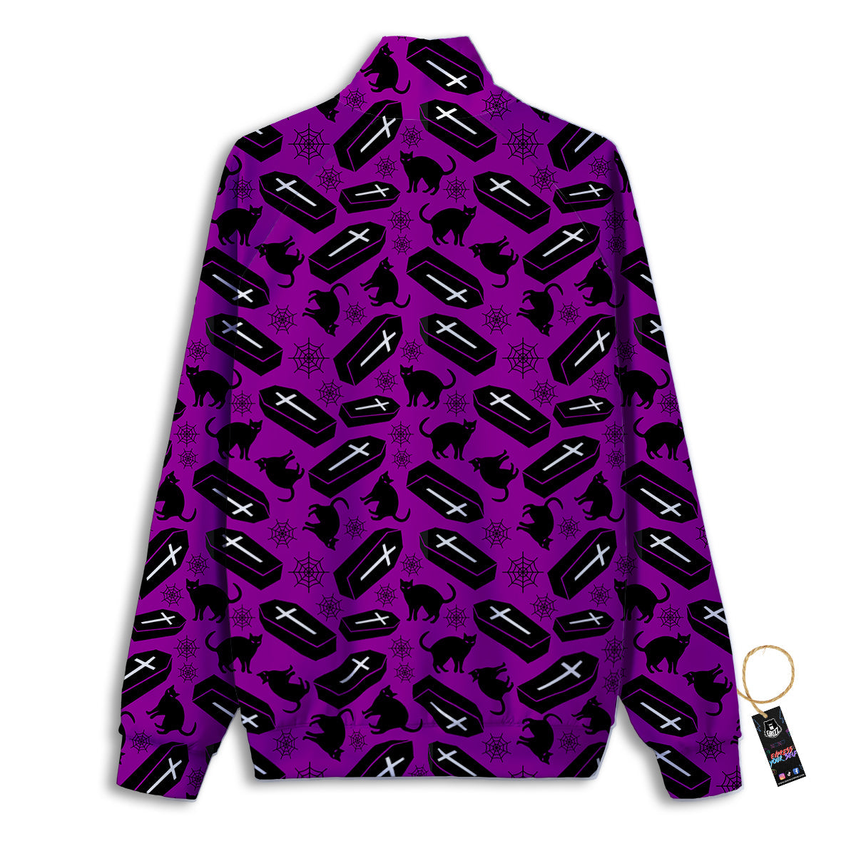 Coffin And Cat Purple Print Pattern Track Jacket-grizzshop