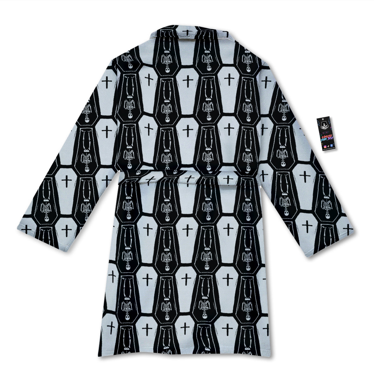 Coffin And Skeleton Print Pattern Bathrobe-grizzshop