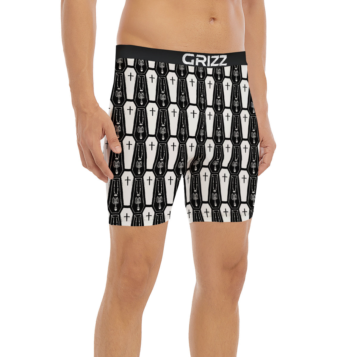 Coffin And Skeleton Print Pattern Boxer Briefs-grizzshop