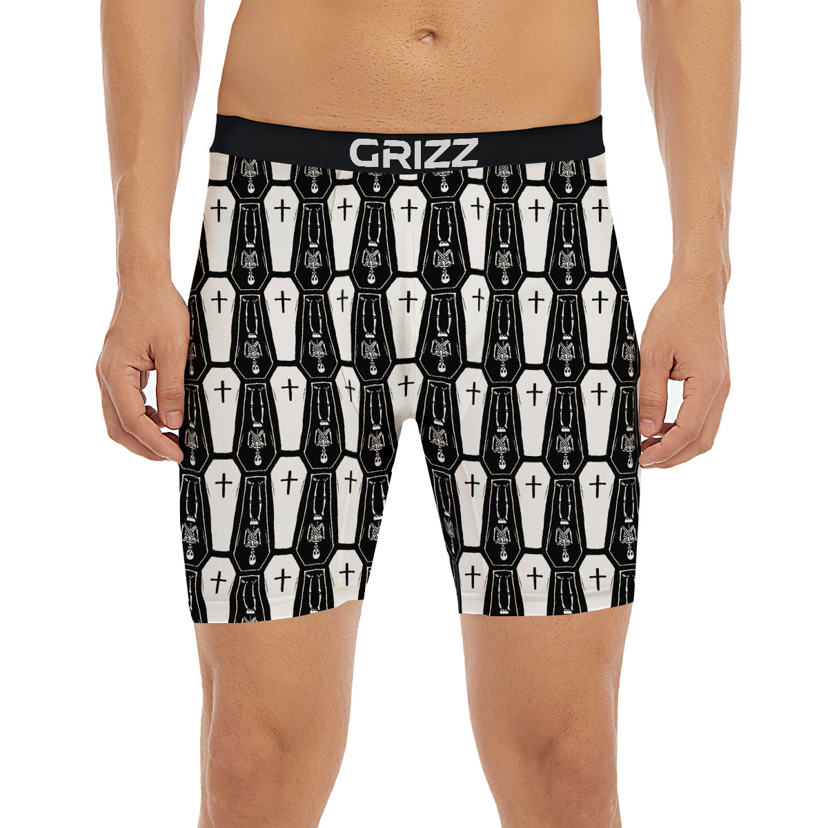 Coffin And Skeleton Print Pattern Boxer Briefs-grizzshop