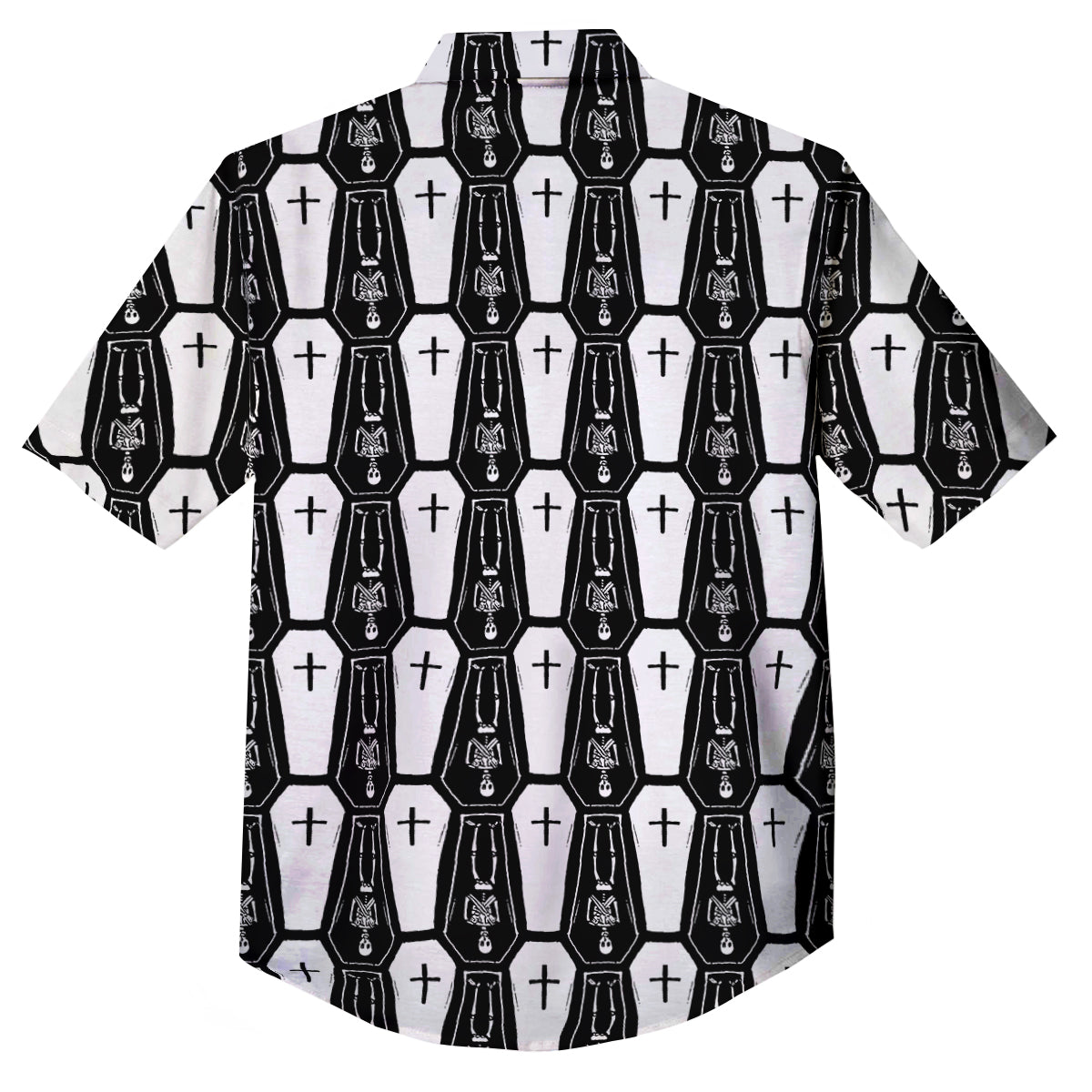 Coffin And Skeleton Print Pattern Button Up Shirt-grizzshop