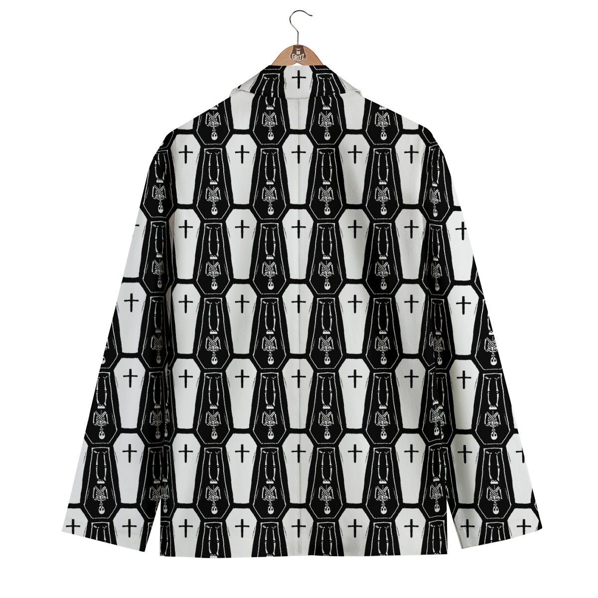 Coffin And Skeleton Print Pattern Men's Blazer-grizzshop
