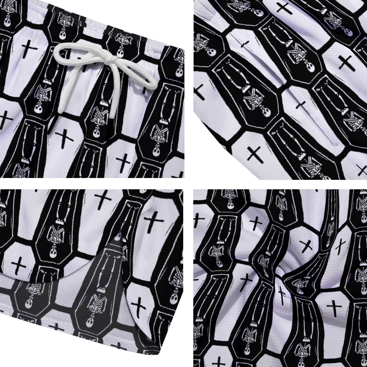 Coffin And Skeleton Print Pattern Men's Running Shorts-grizzshop