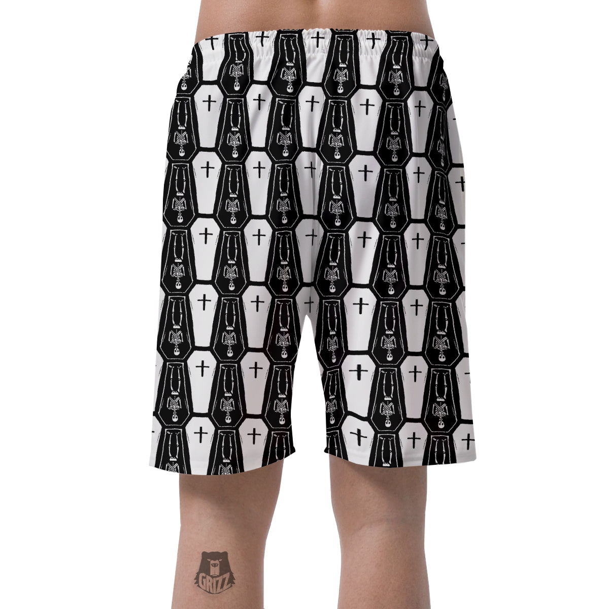 Coffin And Skeleton Print Pattern Men's Shorts-grizzshop