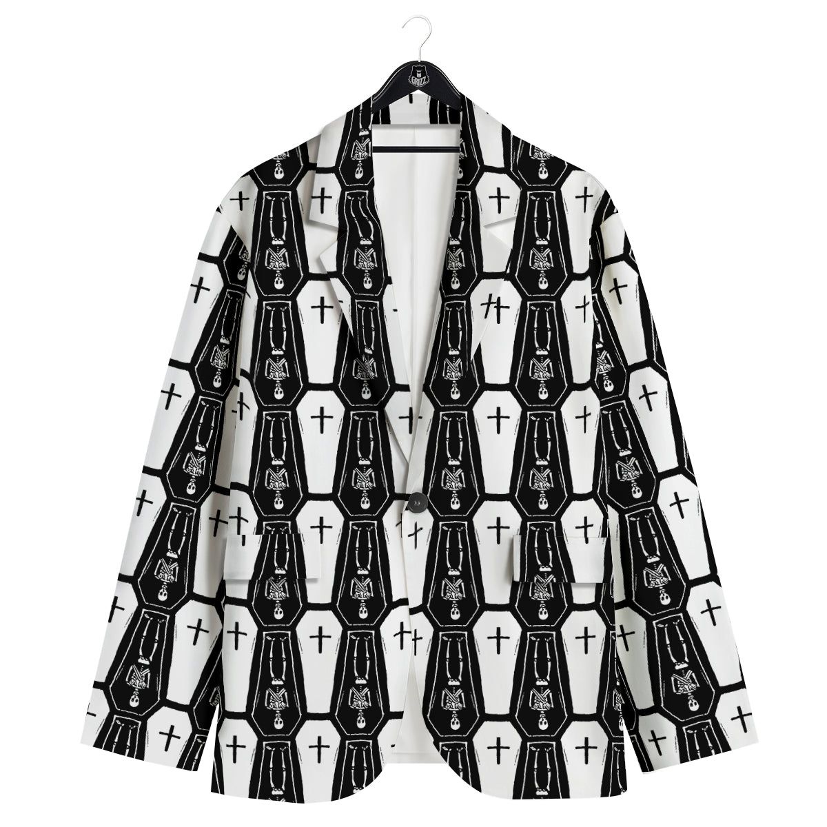Coffin And Skeleton Print Pattern Men's Sport Coat-grizzshop