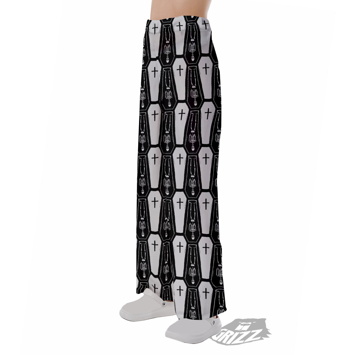 Coffin And Skeleton Print Pattern Pajama Pants-grizzshop