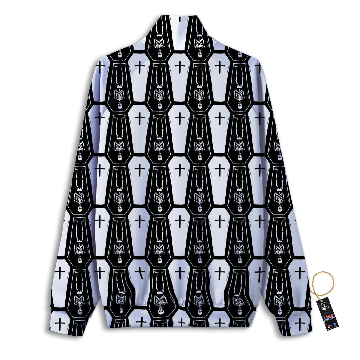 Coffin And Skeleton Print Pattern Track Jacket-grizzshop