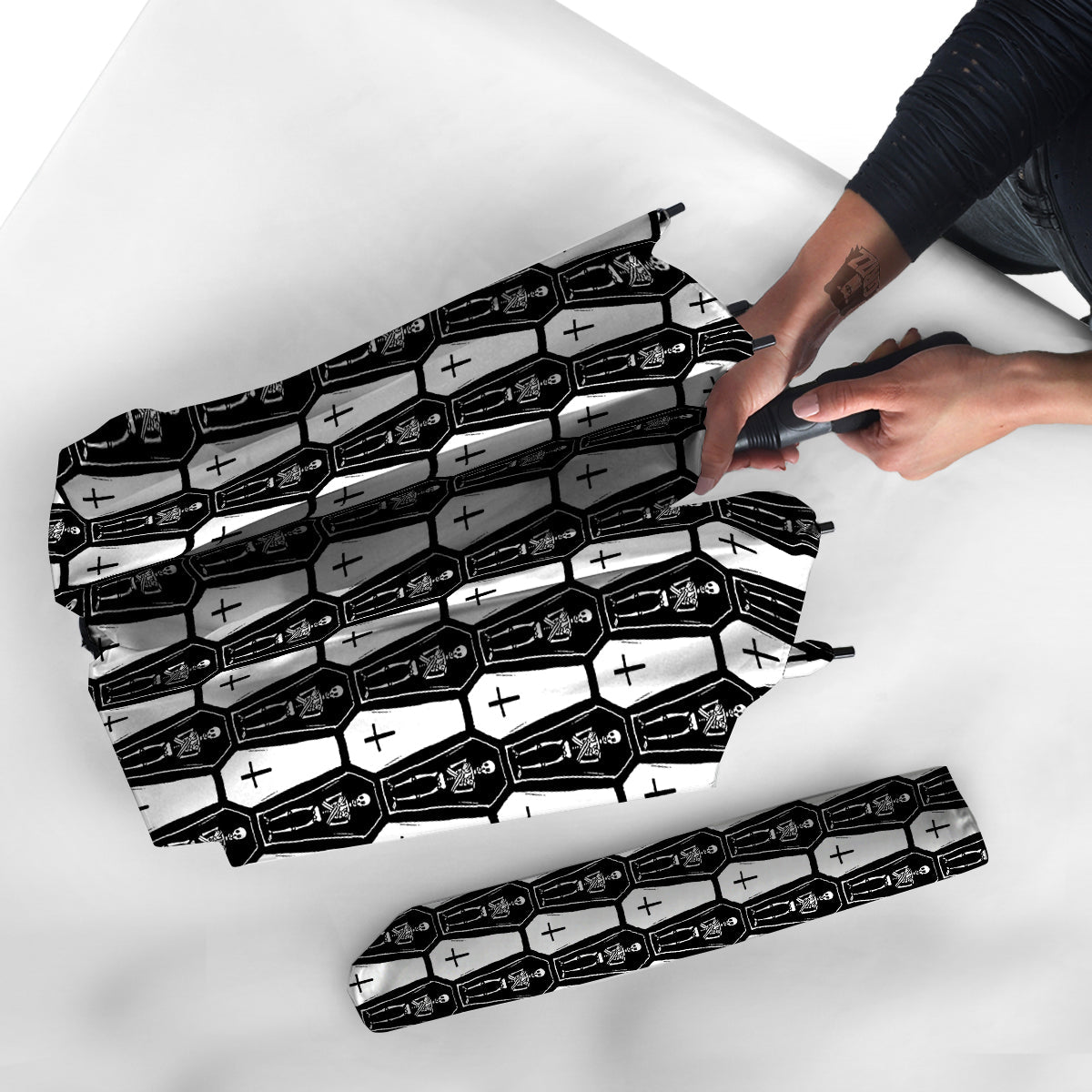 Coffin And Skeleton Print Pattern Umbrella-grizzshop