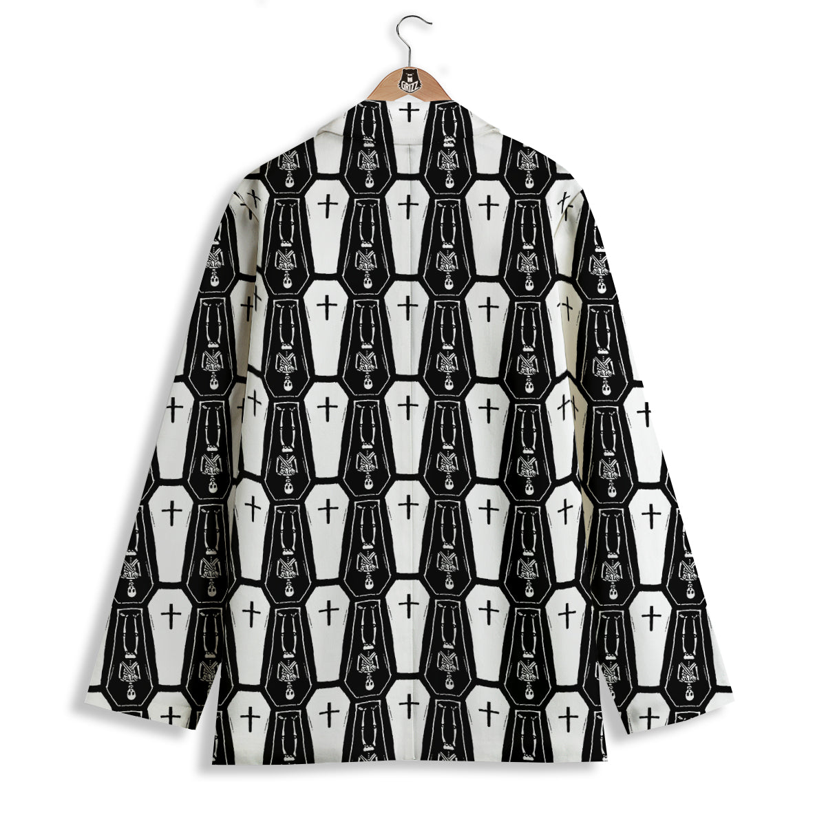 Coffin And Skeleton Print Pattern Women's Blazer-grizzshop