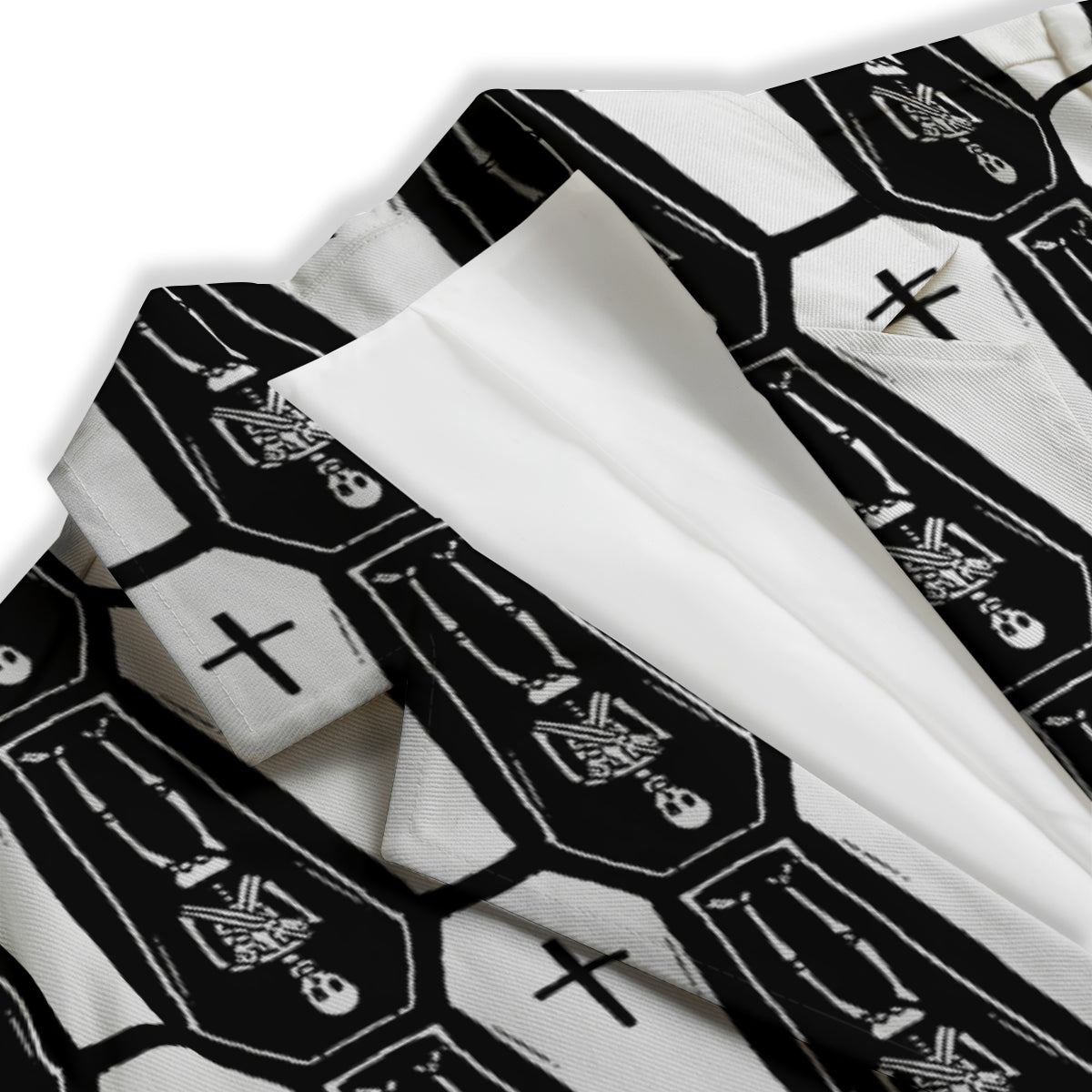 Coffin And Skeleton Print Pattern Women's Blazer-grizzshop