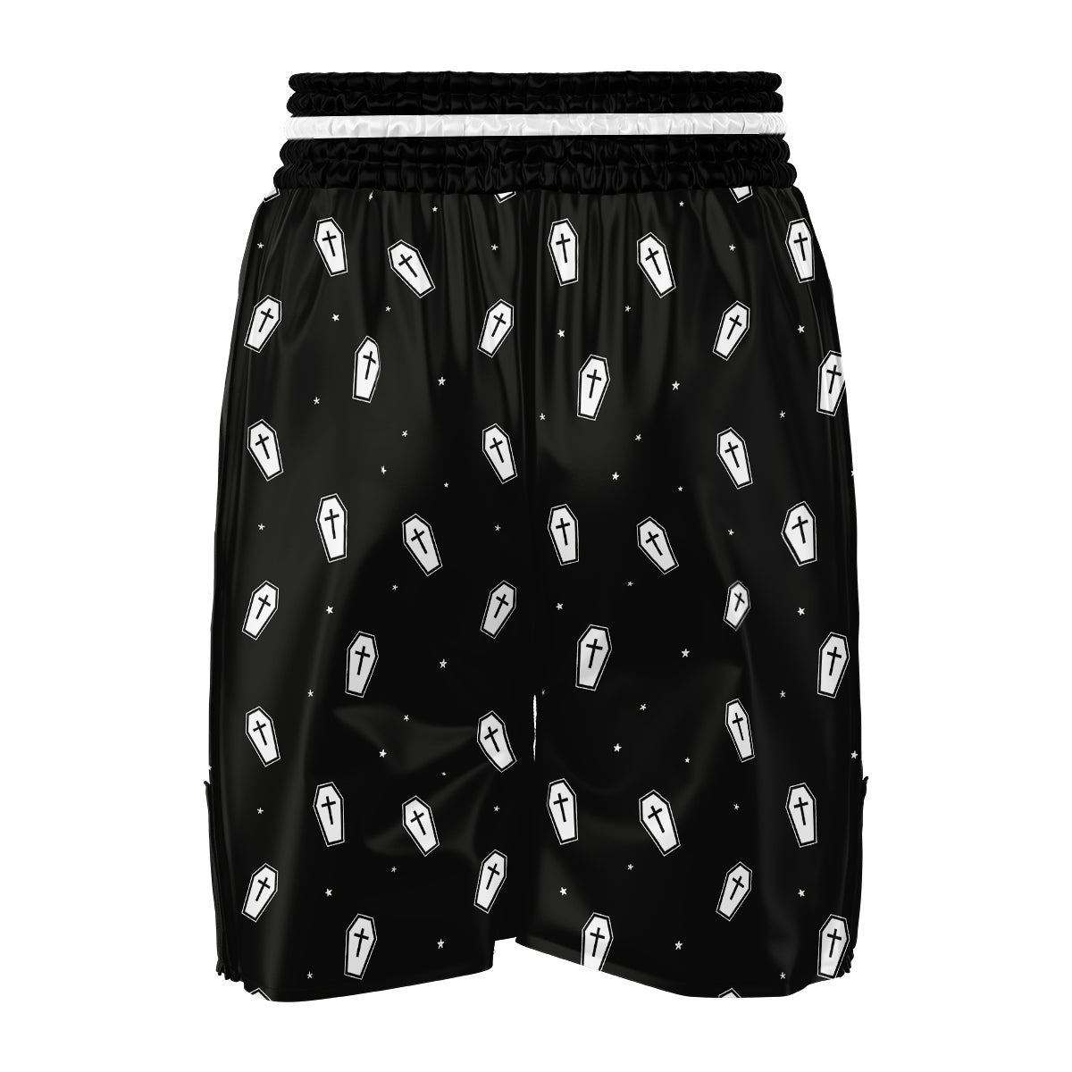 Coffin And White Print Pattern Boxing Shorts-grizzshop