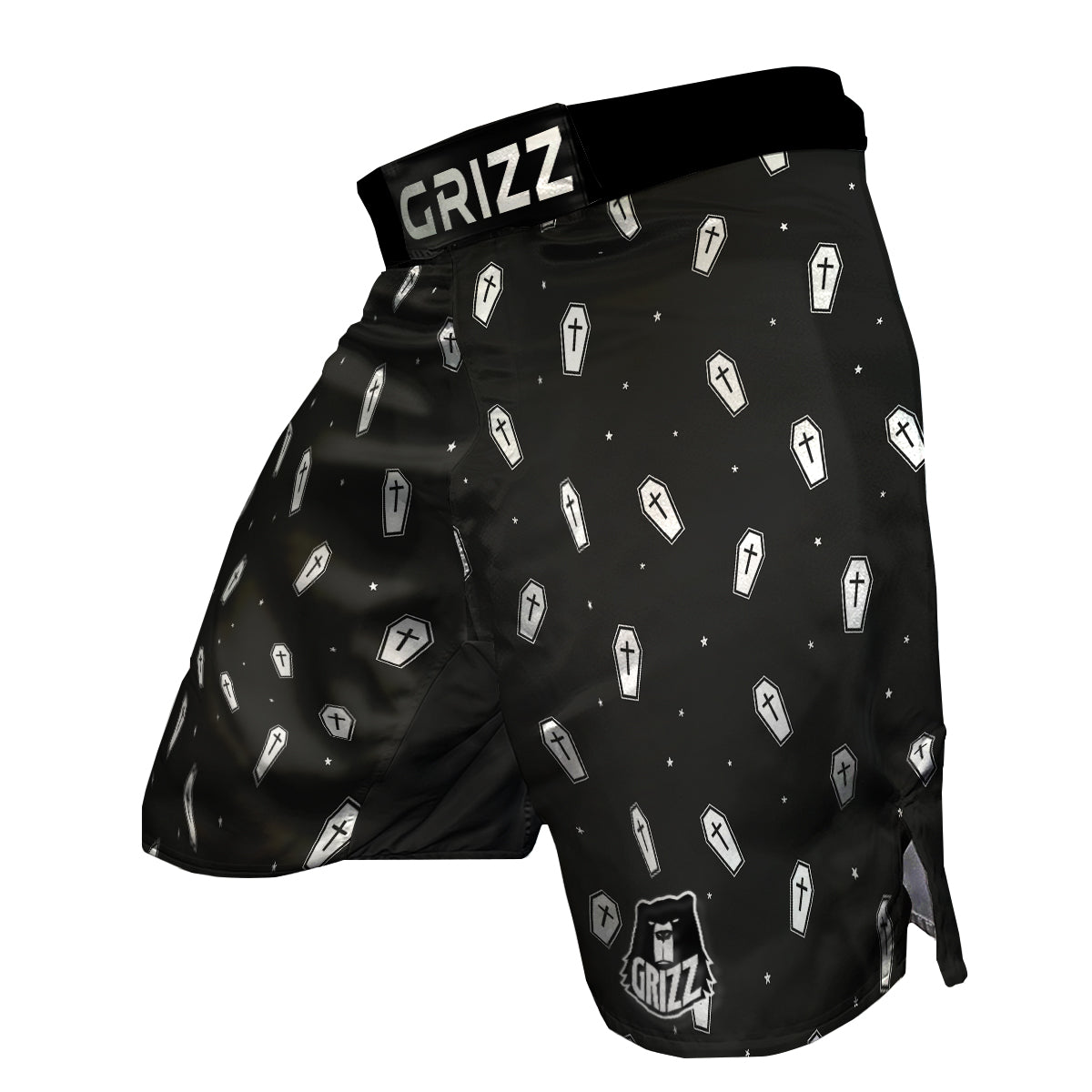 Coffin And White Print Pattern MMA Shorts-grizzshop