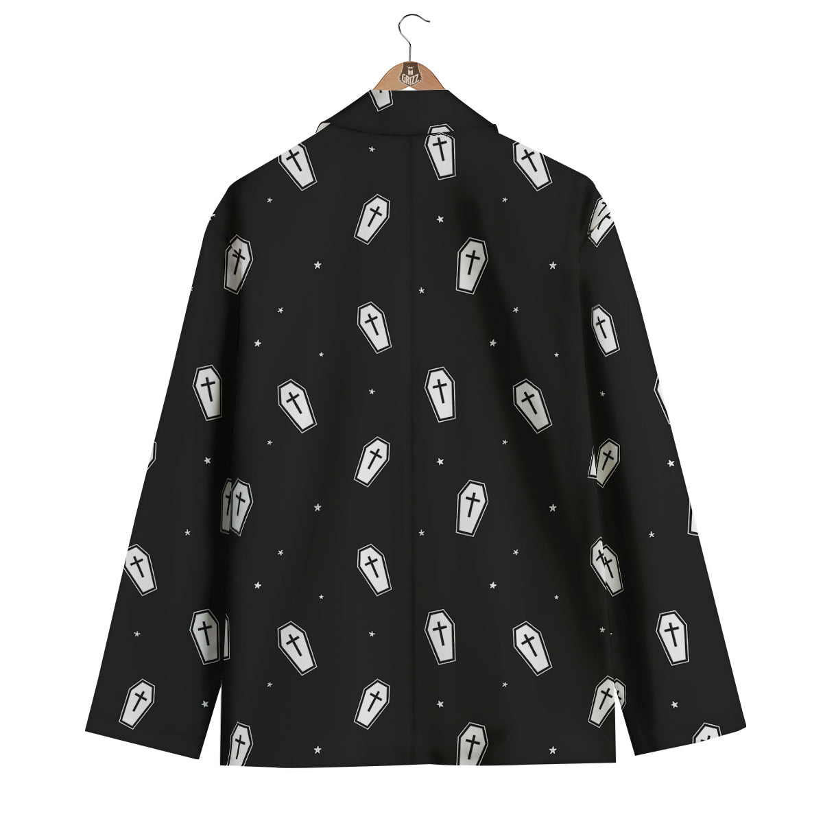 Coffin And White Print Pattern Men's Blazer-grizzshop