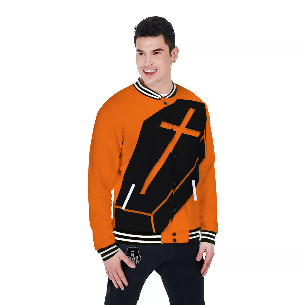 Coffin Halloween Vampire Print Baseball Jacket-grizzshop