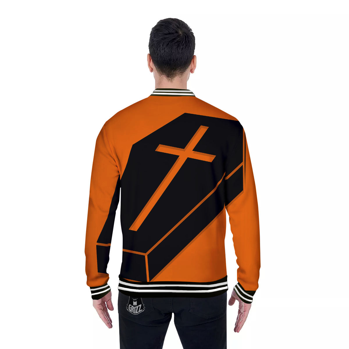 Coffin Halloween Vampire Print Baseball Jacket-grizzshop