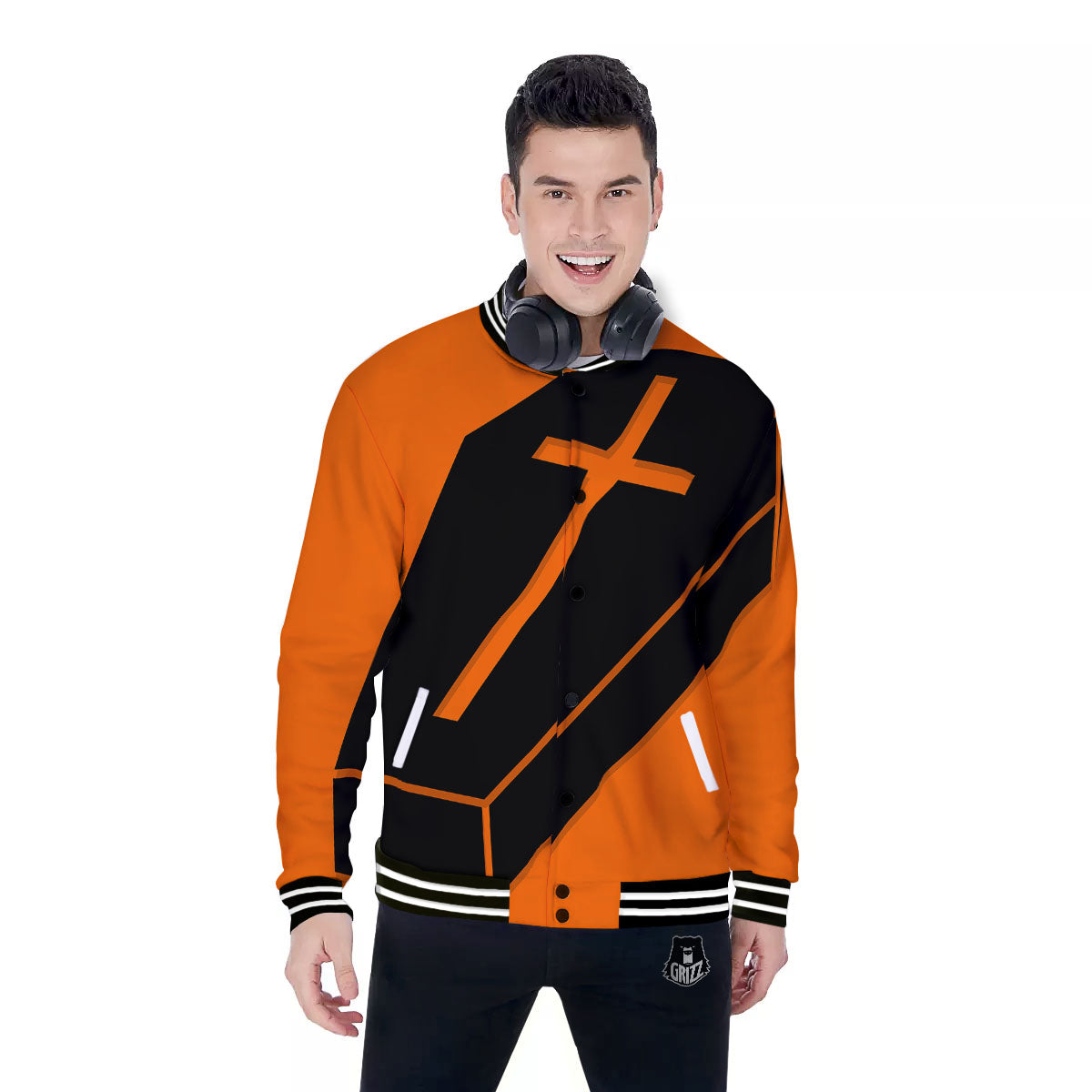 Coffin Halloween Vampire Print Baseball Jacket-grizzshop