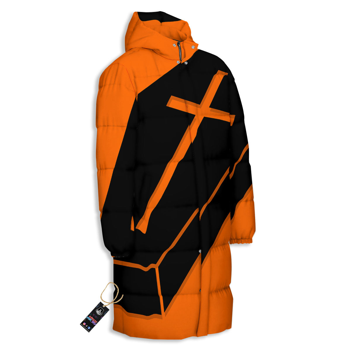 Coffin Halloween Vampire Print Long Down Jacket-grizzshop