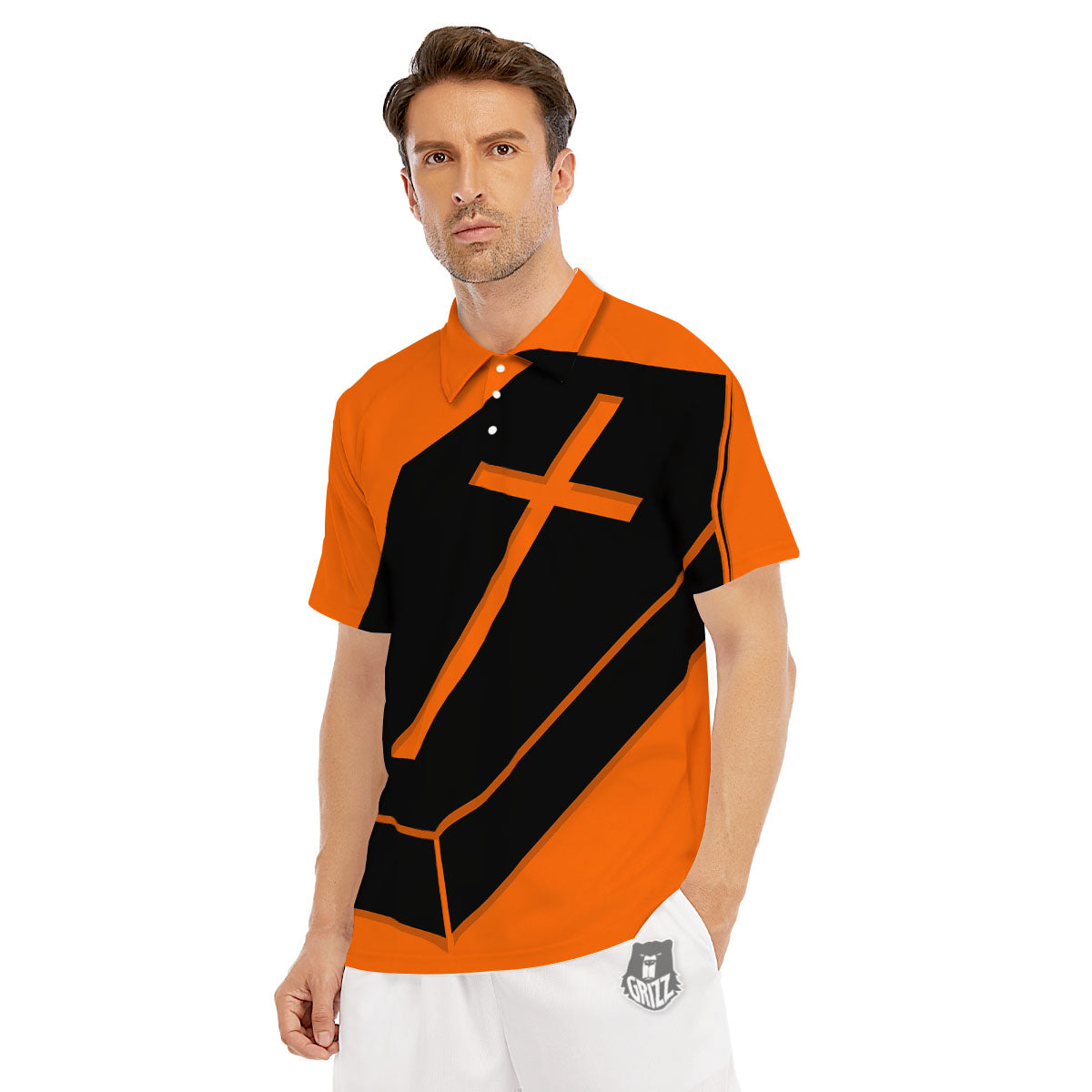 Coffin Halloween Vampire Print Men's Golf Shirts-grizzshop
