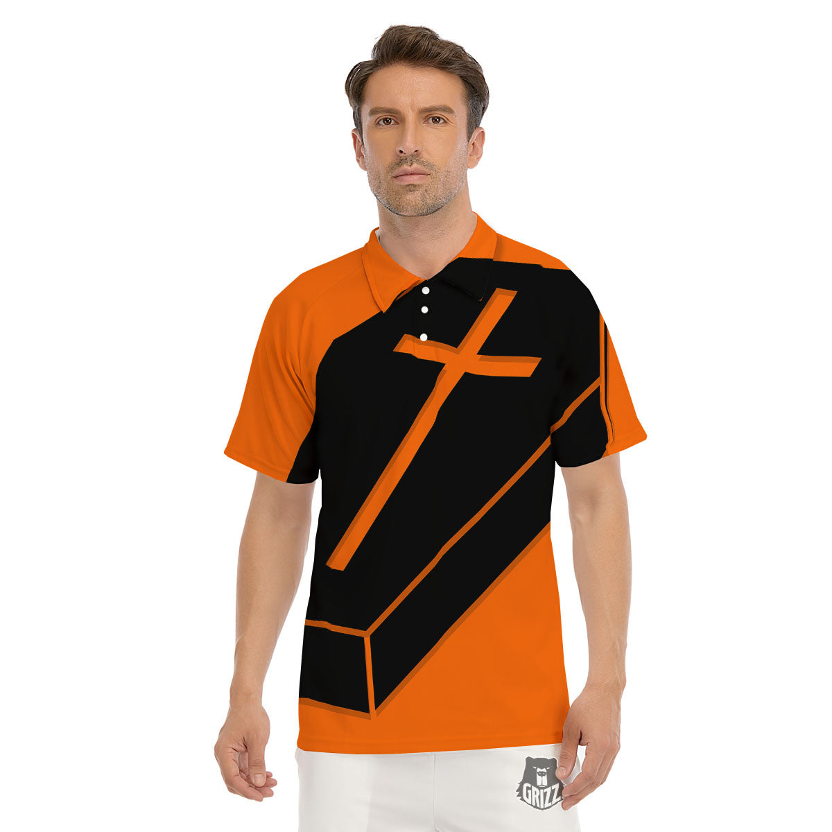 Coffin Halloween Vampire Print Men's Golf Shirts-grizzshop