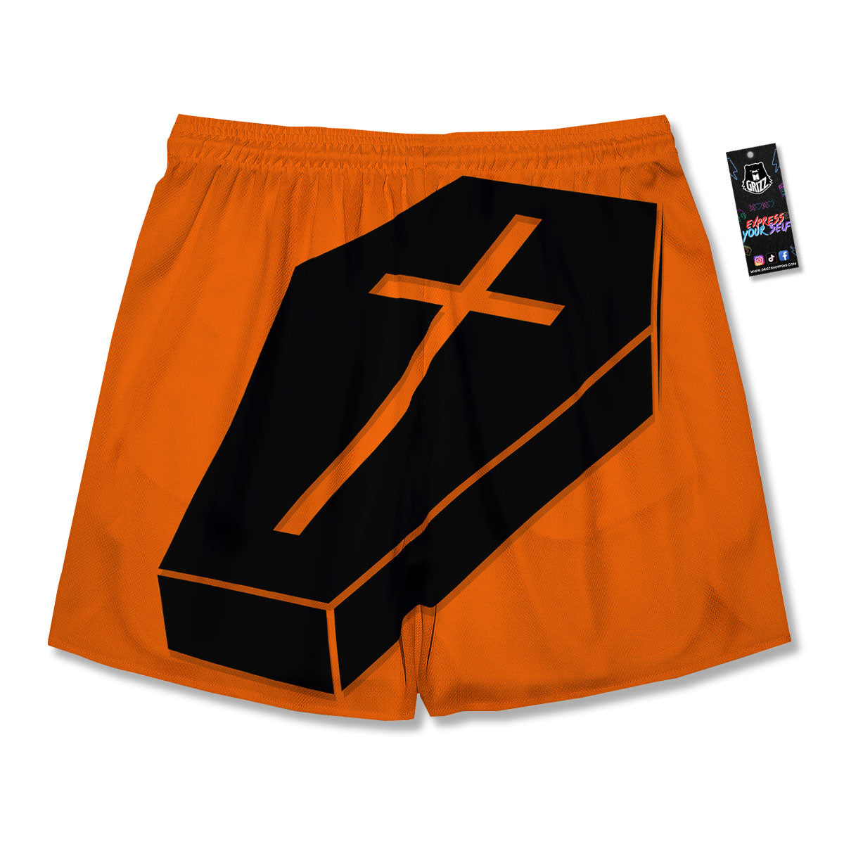 Coffin Halloween Vampire Print Men's Running Shorts-grizzshop