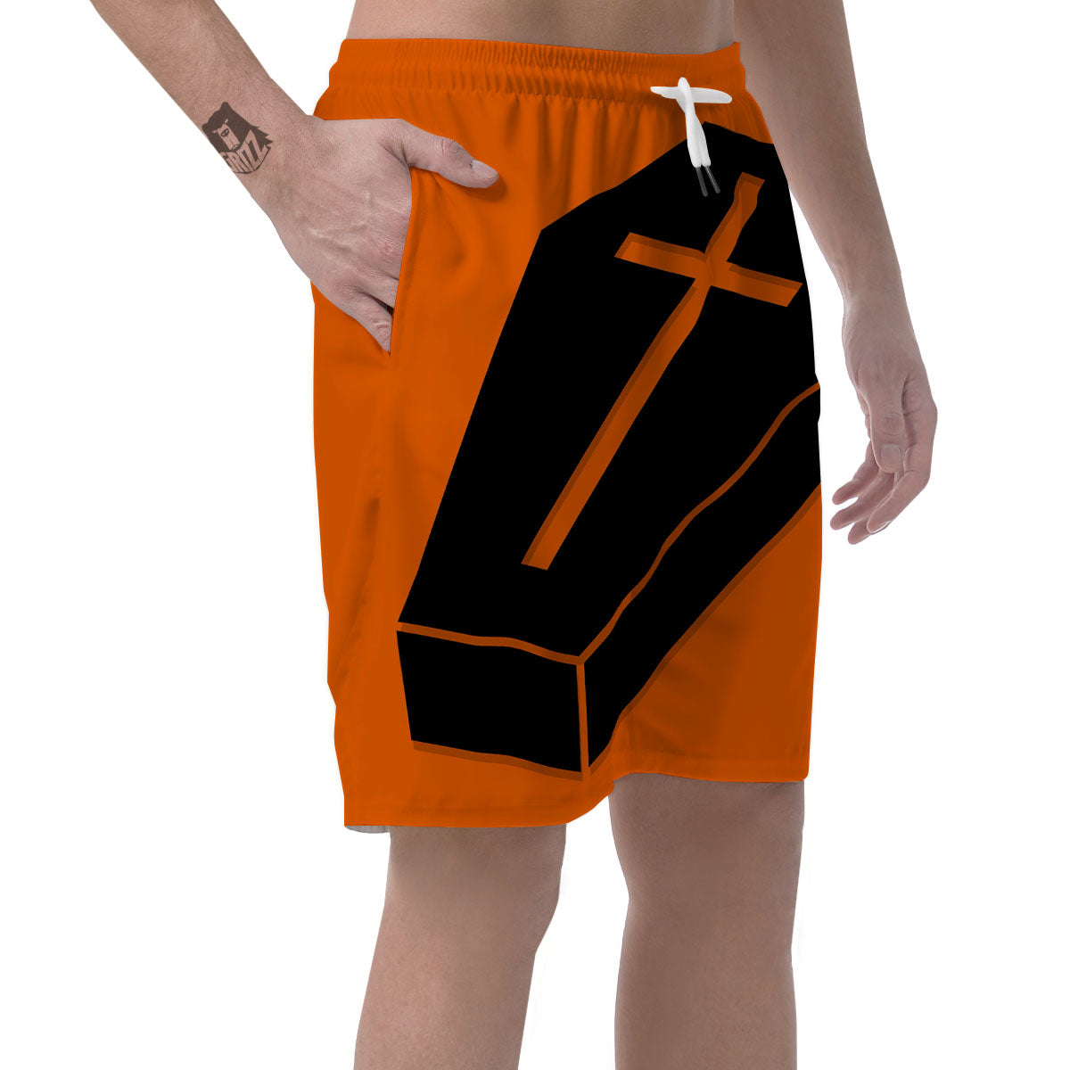 Coffin Halloween Vampire Print Men's Shorts-grizzshop