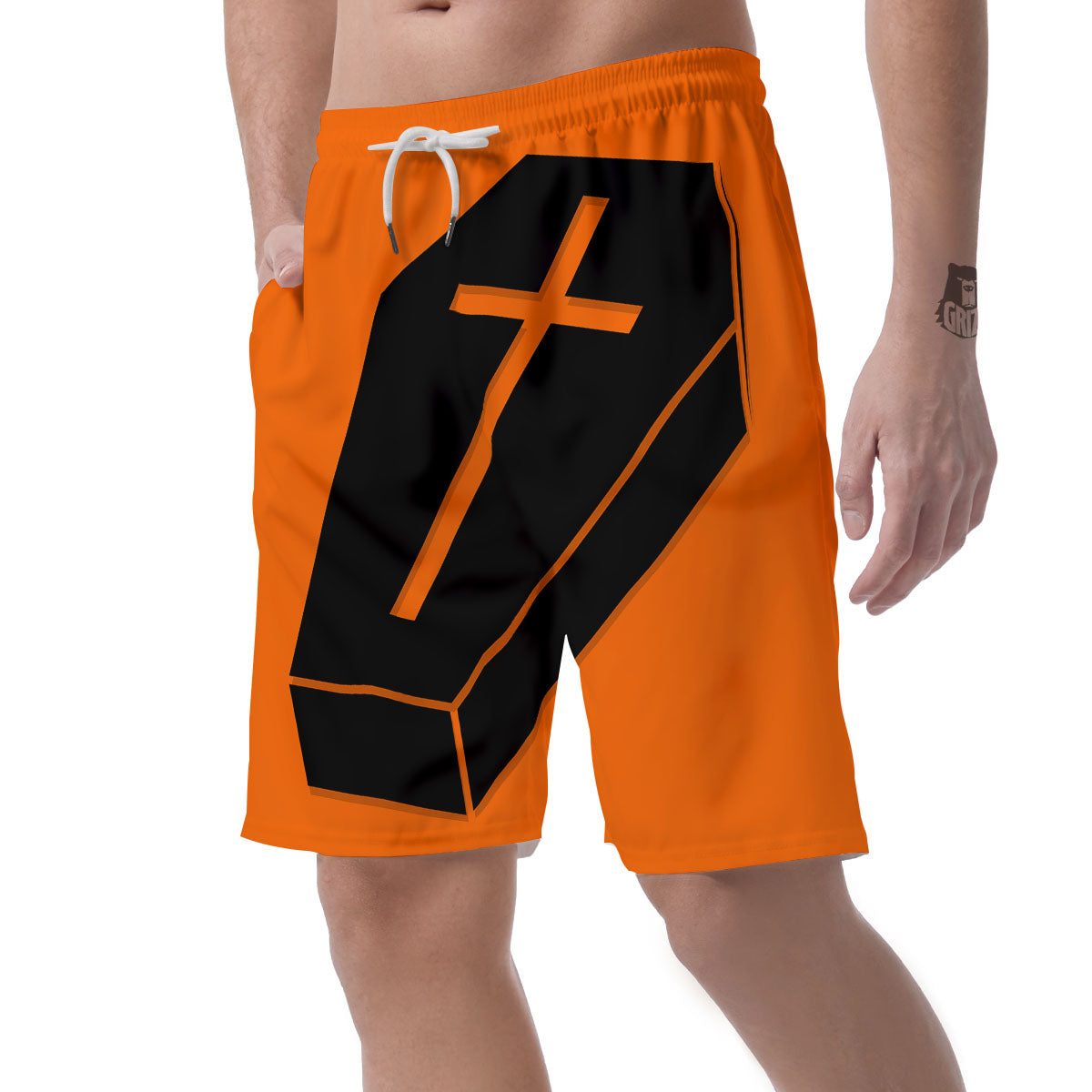 Coffin Halloween Vampire Print Men's Shorts-grizzshop