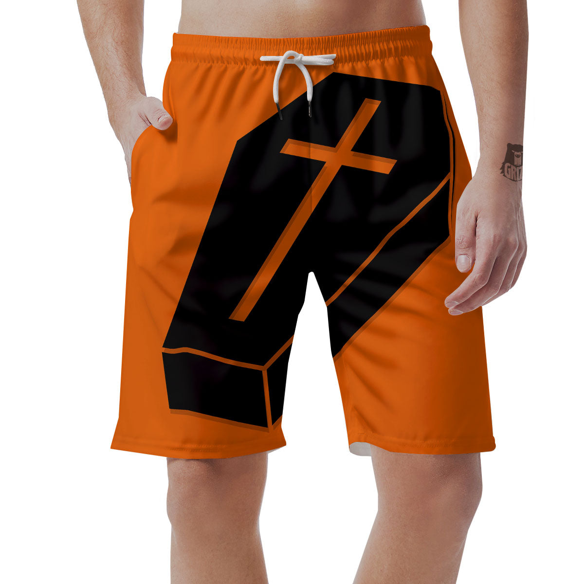 Coffin Halloween Vampire Print Men's Shorts-grizzshop