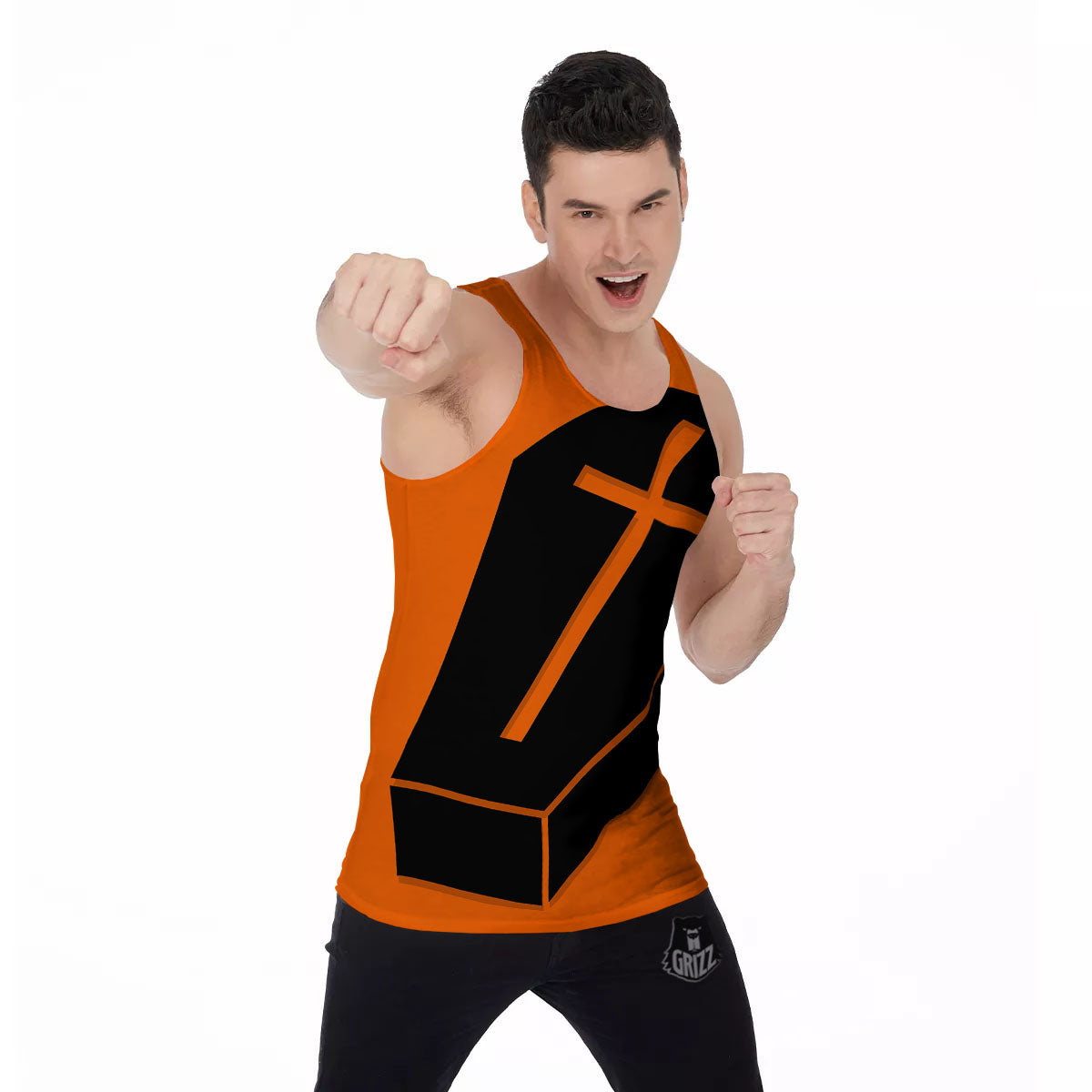 Coffin Halloween Vampire Print Men's Tank Top-grizzshop