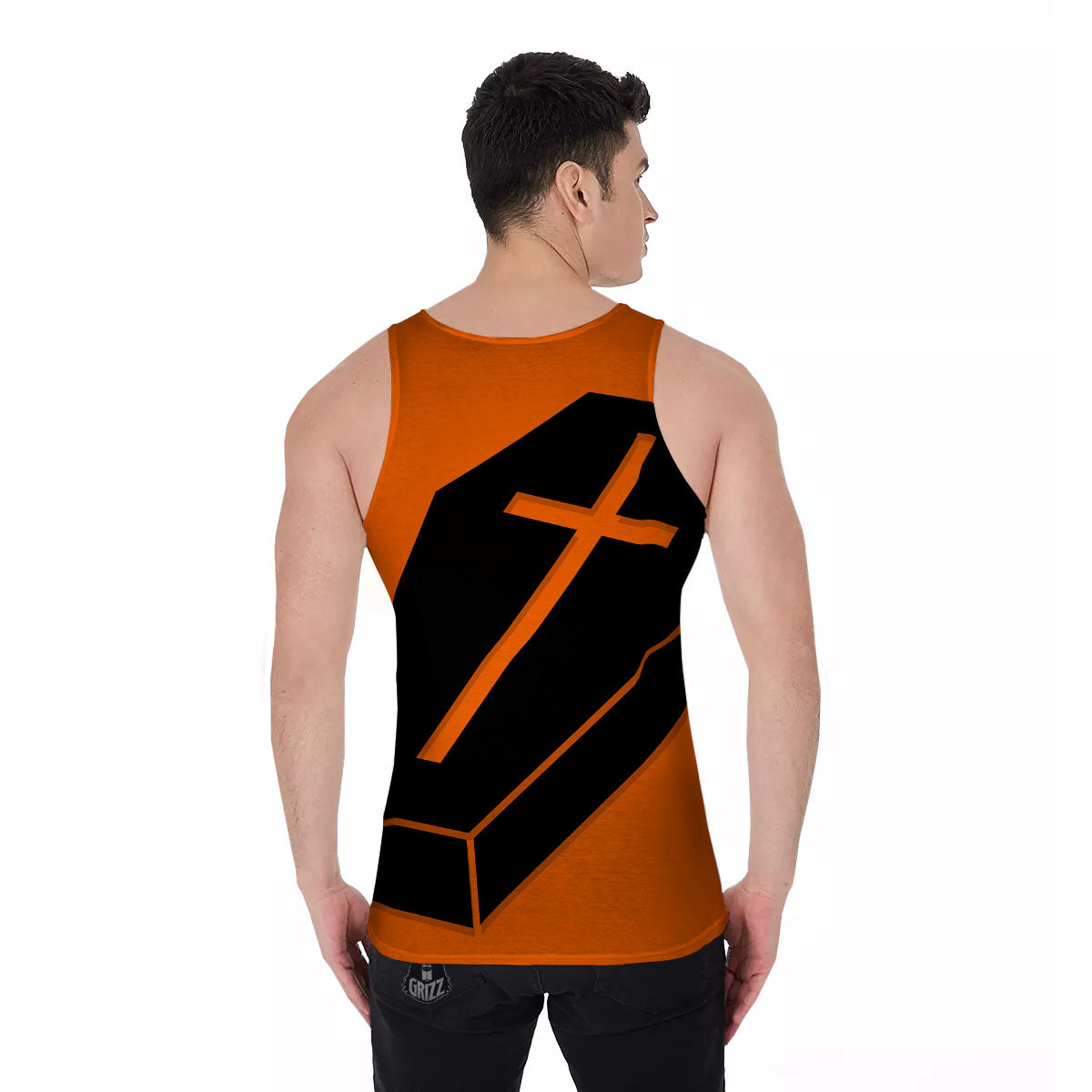 Coffin Halloween Vampire Print Men's Tank Top-grizzshop