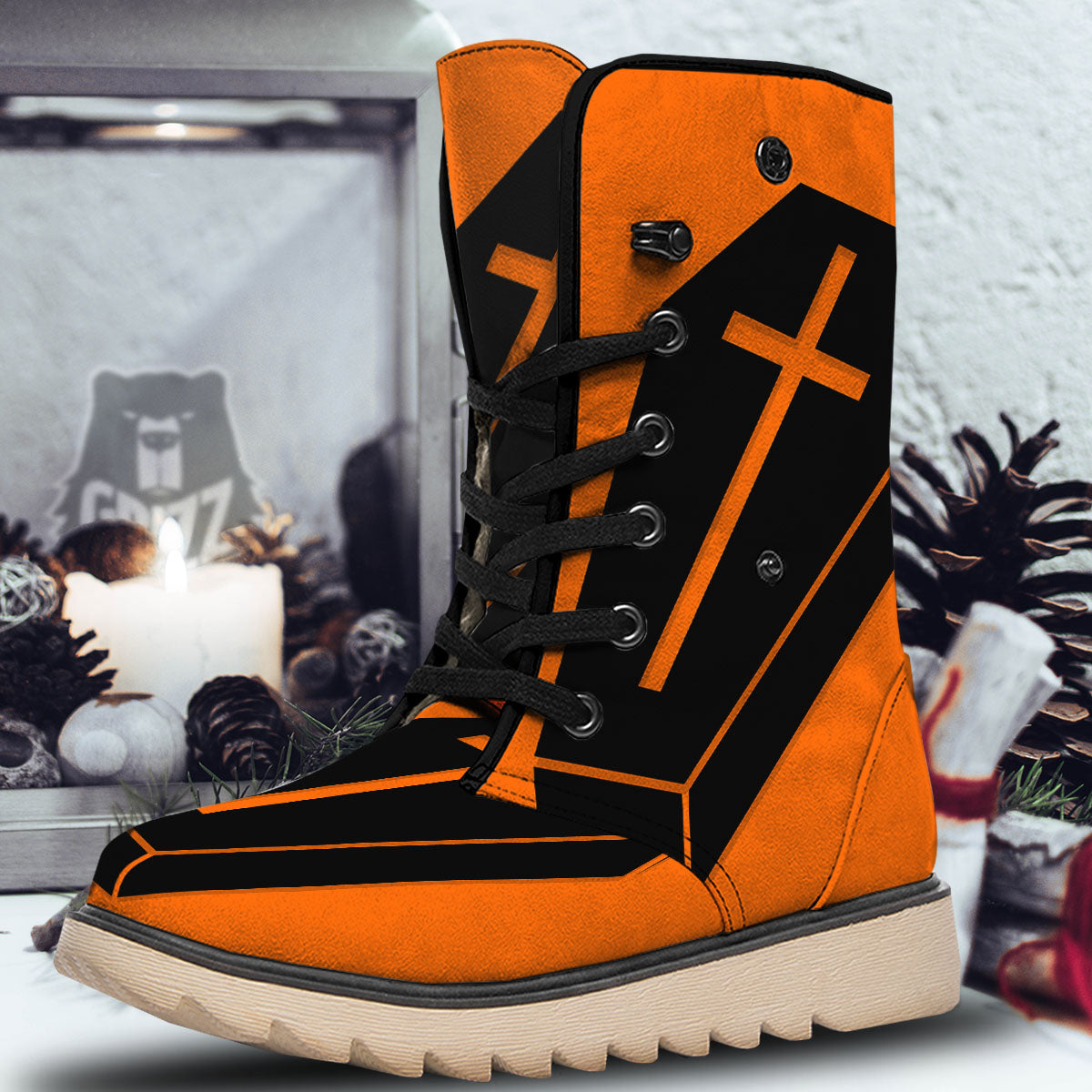Coffin Halloween Vampire Print Snow Boots-grizzshop