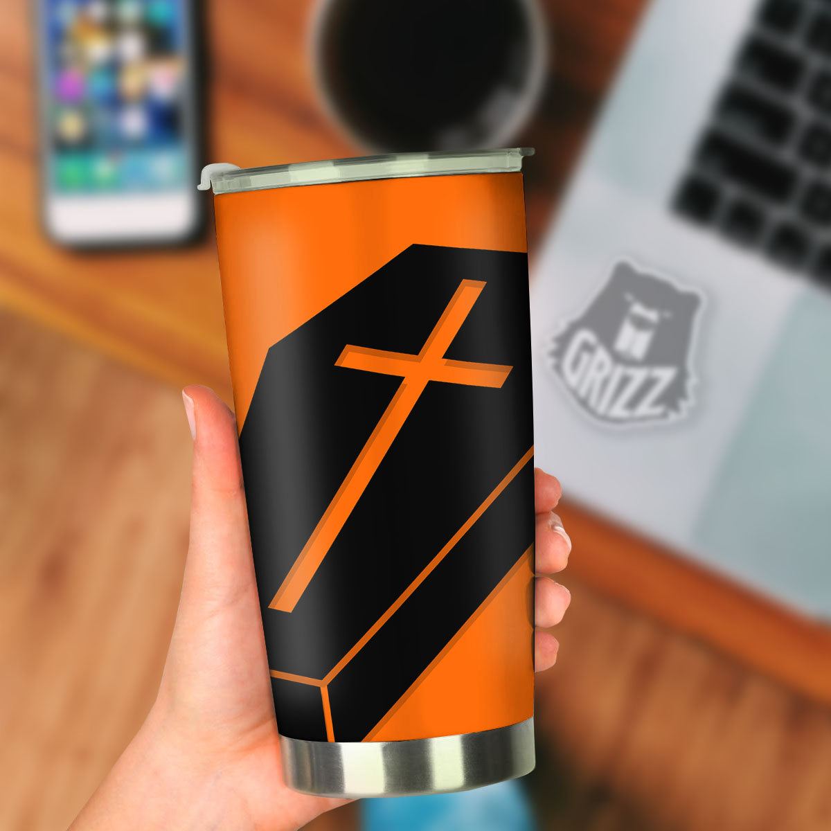 Coffin Halloween Vampire Print Tumbler-grizzshop