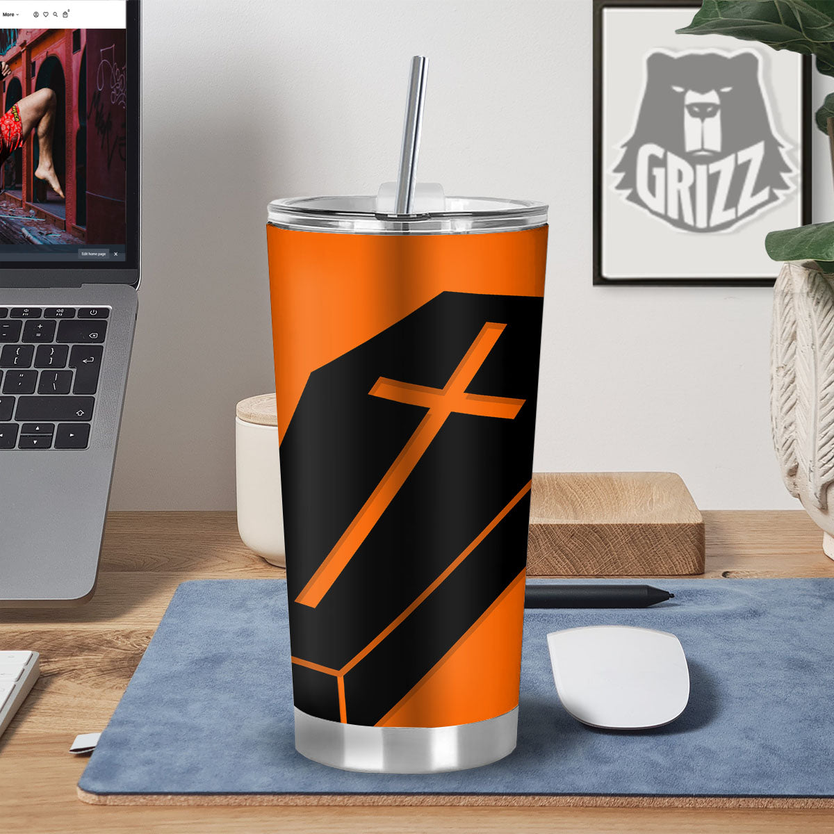 Coffin Halloween Vampire Print Tumbler-grizzshop