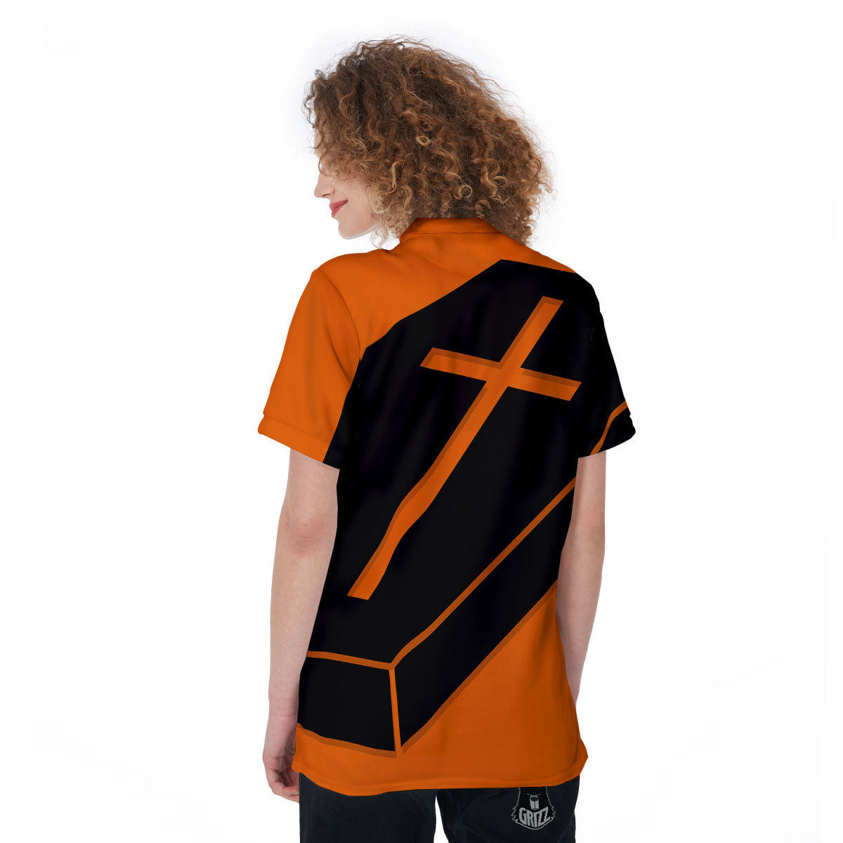Coffin Halloween Vampire Print Women's Golf Shirts-grizzshop