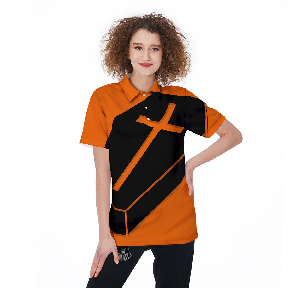 Coffin Halloween Vampire Print Women's Golf Shirts-grizzshop