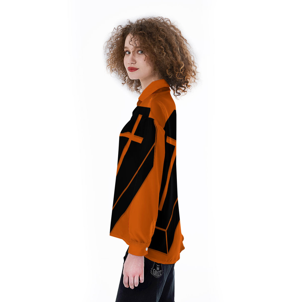 Coffin Halloween Vampire Print Women's Long Sleeve Shirts-grizzshop