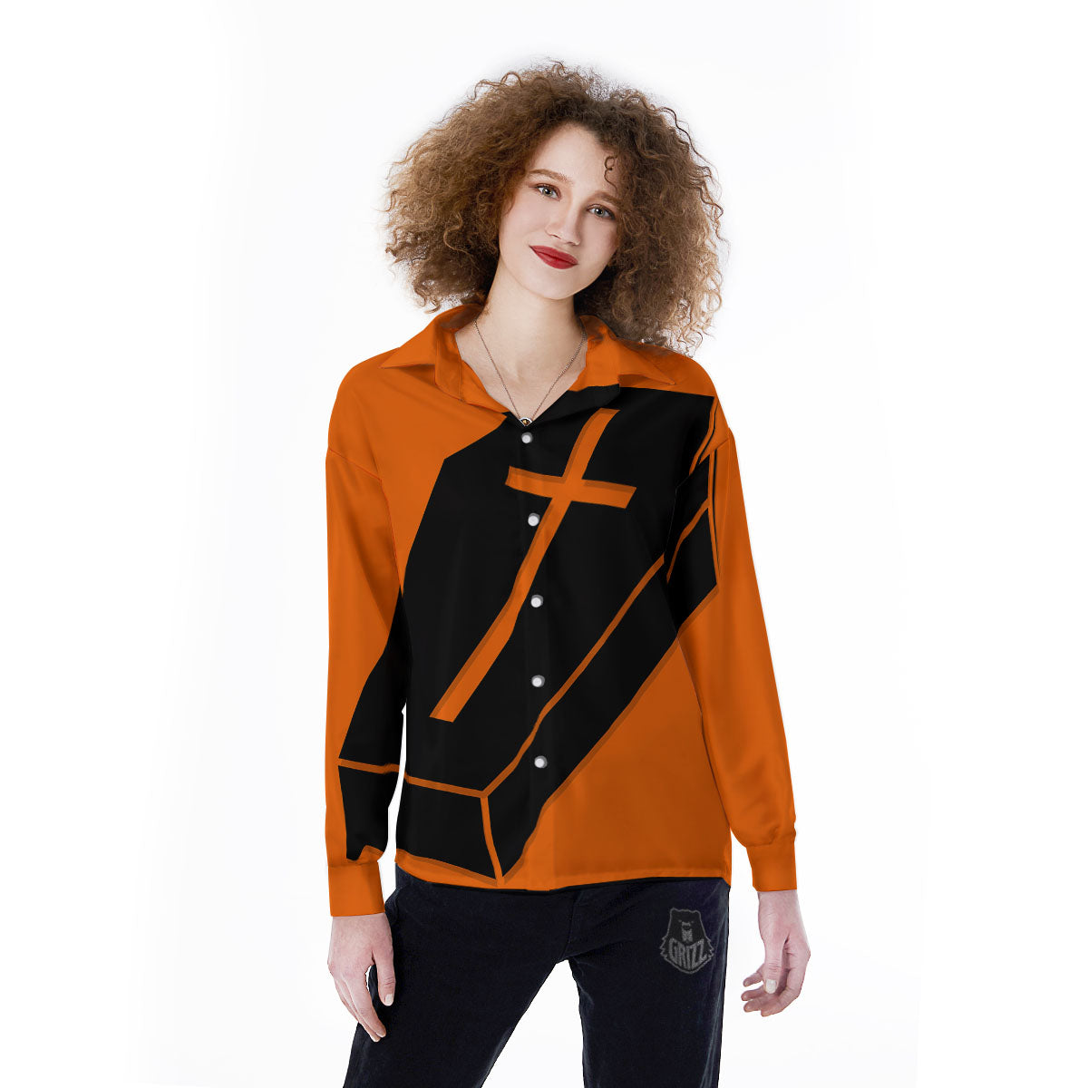 Coffin Halloween Vampire Print Women's Long Sleeve Shirts-grizzshop