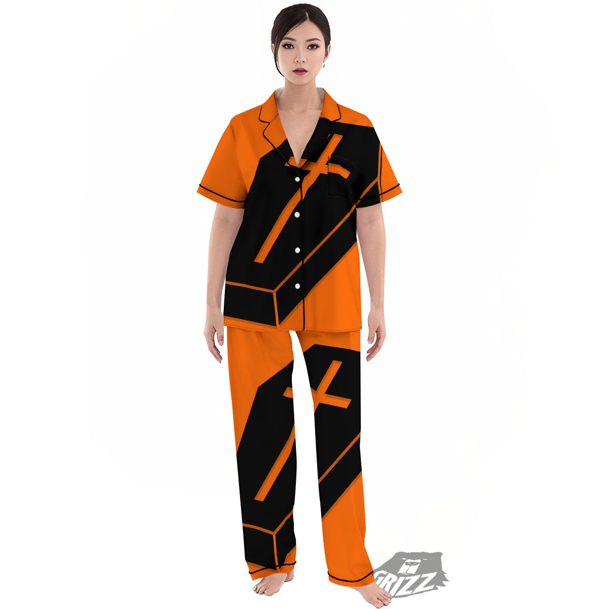 Coffin Halloween Vampire Print Women's Pajamas Set-grizzshop