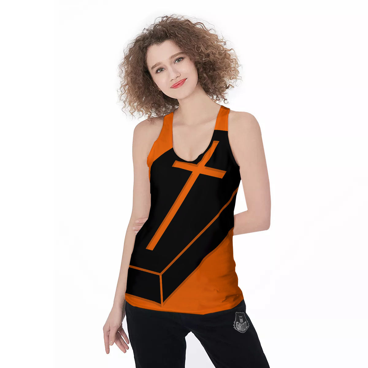 Coffin Halloween Vampire Print Women's Racerback Tank Top-grizzshop