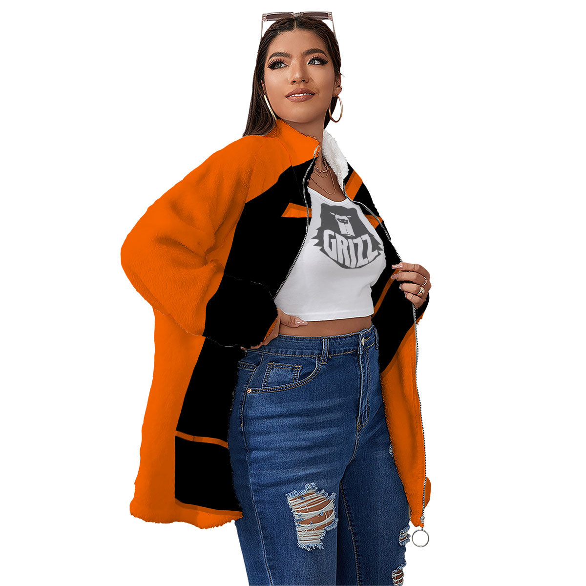 Coffin Halloween Vampire Print Women's Sherpa Jacket-grizzshop