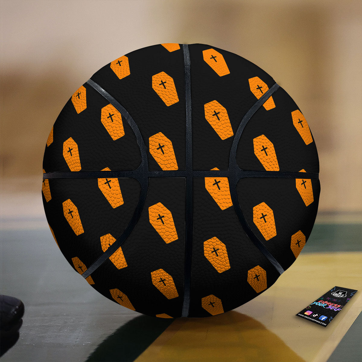 Coffin Orange Halloween Print Pattern Basketball-grizzshop