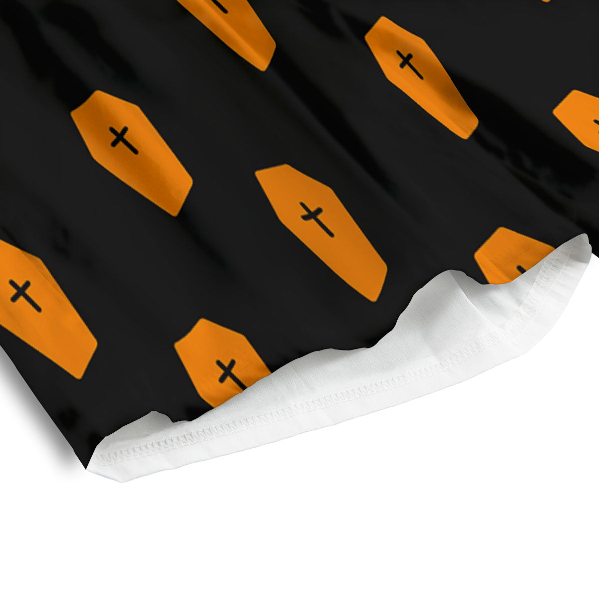 Coffin Orange Halloween Print Pattern Men's Athletic Shorts