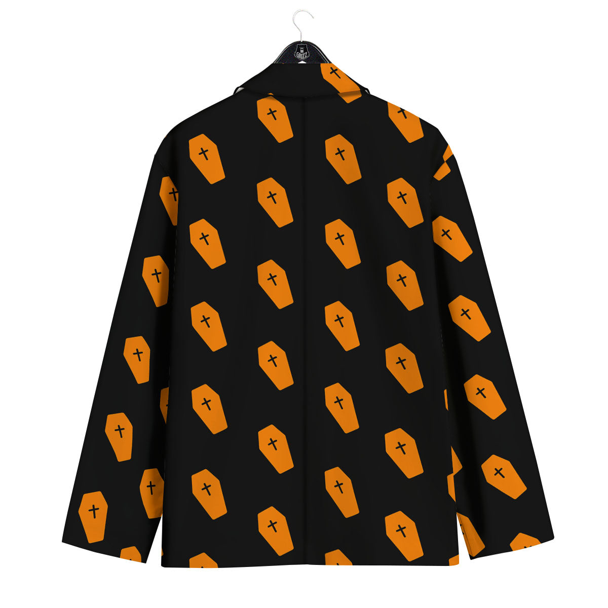 Coffin Orange Halloween Print Pattern Men's Sport Coat-grizzshop