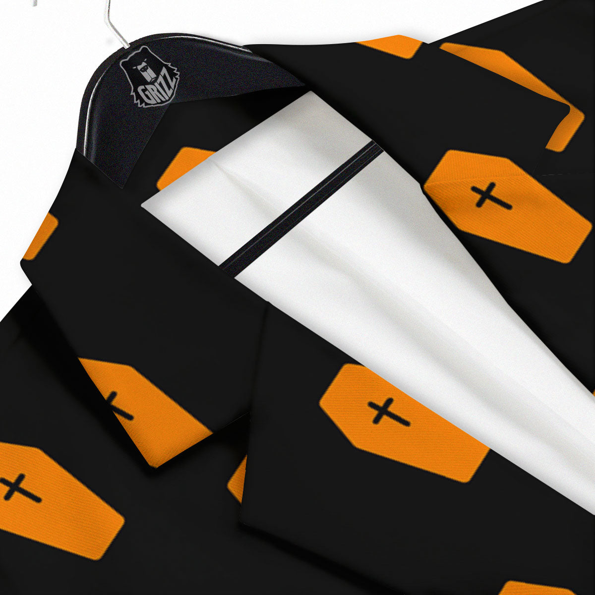 Coffin Orange Halloween Print Pattern Men's Sport Coat-grizzshop