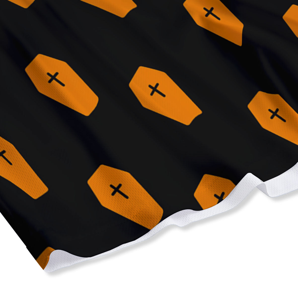 Coffin Orange Halloween Print Pattern Mesh Shorts