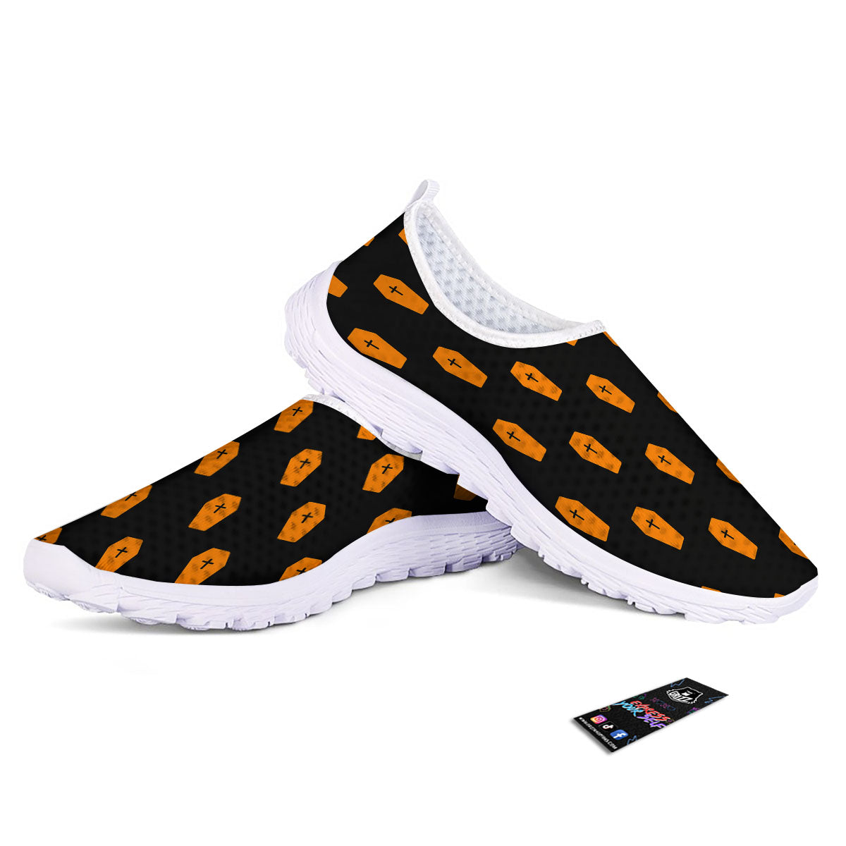 Coffin Orange Halloween Print Pattern Nurse Shoes-grizzshop